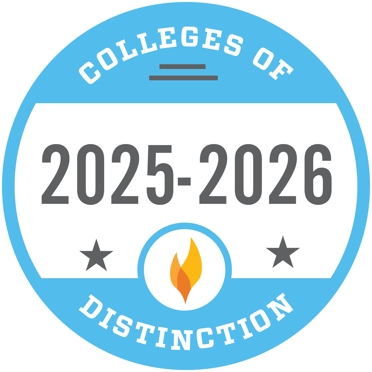 St. Ambrose University badge honoring SAU as a 2025-2026 College of Distinction.