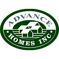 The green and white logo for Advance Homes Inc