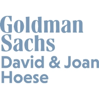 Blue lettering on white background reads Goldman Sachs, David and Joan Hoese.