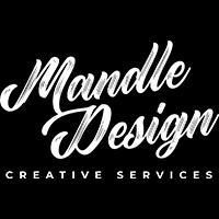 The white logo of Mandle Design Creative Services.