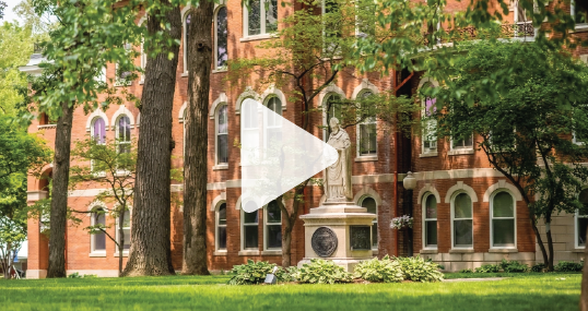 Exterior view of St. Ambrose University's Ambrose Hall.